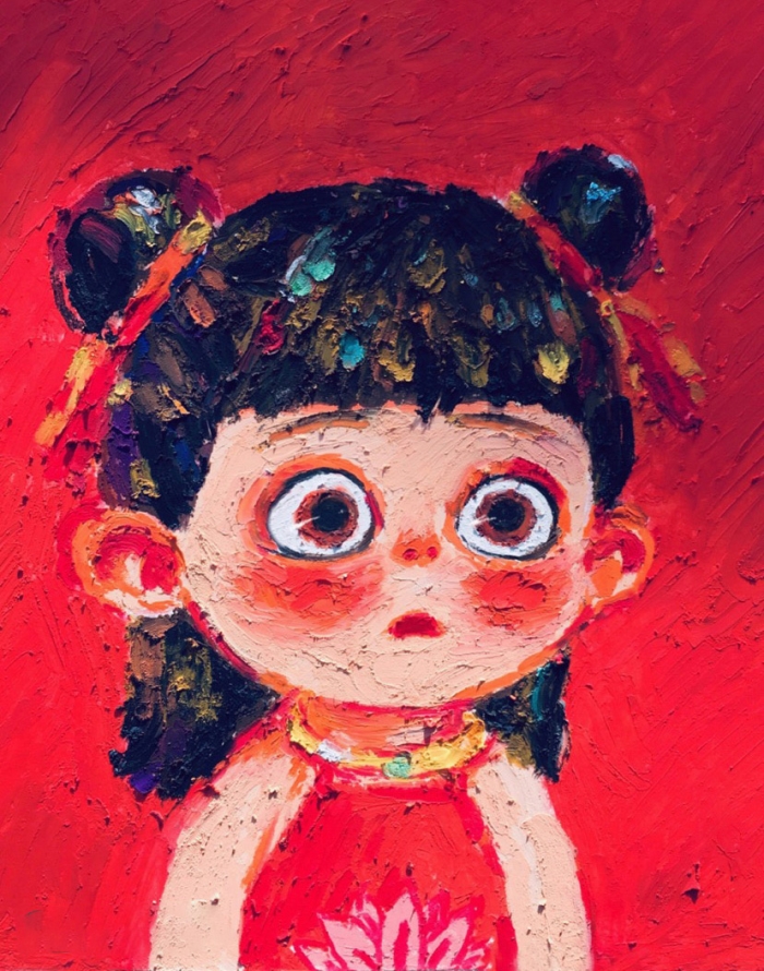 油画哪吒